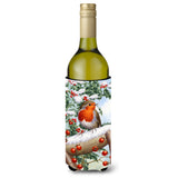 Caroline'S Treasures European Garden Robin Wine Bottle Koozie Hugger, 750 Ml, Multicolor
