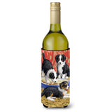 Caroline'S Treasures Border Collie Pups Wine Bottle Koozie Hugger, 750 Ml, Multicolor