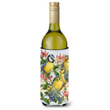 Caroline'S Treasures Eurasian Blue Tits At Feeding Time Wine Bottle Koozie Hugger, 750 Ml, Multicolor
