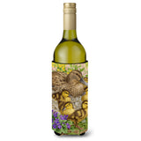 Caroline'S Treasures Asa2084Literk Female Mallard Duck And Ducklings Wine Bottle Koozie Hugger, 750 Ml, Multicolor