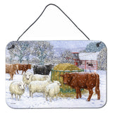 Caroline'S Treasures Cows And Sheep In The Snow Wall Or Door Hanging Prints Asa2207Ds812, 8Hx12W, Multicolor