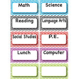 Die-Cut Magnetic Colorful Chevron Class Subjects, 10 Pieces