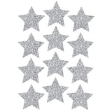 Die-Cut Magnets, 3 Silver Sparkle Stars, Pack of 12