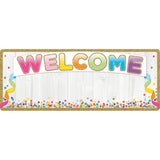 Smart Poly Welcome Banner, 9 x 24, Confetti