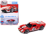 1965 Ford GT40 #14 Red with White Stripes Vintage Muscle Series 1/64 Diecast Model Car by Auto World