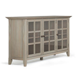 Acadian Solid Wood 62 Inch Wide Transitional Wide Storage Cabinet In Distressed Grey