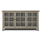 Acadian Solid Wood 62 Inch Wide Transitional Wide Storage Cabinet In Distressed Grey