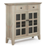 Acadian Solid Wood 36 Inch Wide Transitional Entryway Hallway Storage Cabinet In Distressed Grey
