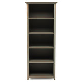 Amherst Solid Wood 5 Shelf Bookcase In Distressed Grey