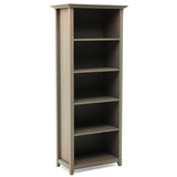 Amherst Solid Wood 5 Shelf Bookcase In Distressed Grey