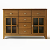 Artisan Solid Wood 54 Inch Wide Transitional Sideboard Buffet Credenza In Honey Brown