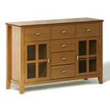 Artisan Solid Wood 54 Inch Wide Transitional Sideboard Buffet Credenza In Honey Brown