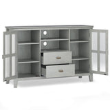 Artisan Solid Wood Tall Tv Media Stand In Fog Grey For Tvs Up To 60 Inches