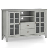 Artisan Solid Wood Tall Tv Media Stand In Fog Grey For Tvs Up To 60 Inches
