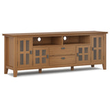 Artisan Solid Wood 72 Inch Wide Transitional Tv Media Stand In Honey Brown For Tvs Up To 80 Inches
