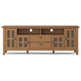 Artisan Solid Wood 72 Inch Wide Transitional Tv Media Stand In Honey Brown For Tvs Up To 80 Inches