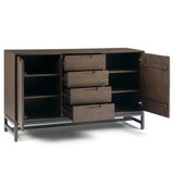 Banting Solid Hardwood And Metal 60 Inchwiderectangle Industrial Sideboard With Centre Drawers In Walnut Brown