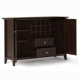 Bedford Solid Wood 54 Inch Wide Transitional Sideboard Buffet And Wine Rack In Dark Chestnut Brown