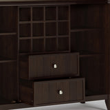 Bedford Solid Wood 54 Inch Wide Transitional Sideboard Buffet And Wine Rack In Dark Chestnut Brown