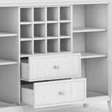 Bedford Solid Wood 54 Inch Wide Transitional Sideboard Buffet And Wine Rack In White