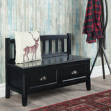 Burlington Solid Wood 42 Inch Wide Transitional Entryway Storage Bench With Drawers In Black