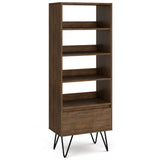 Chase Solid Acacia Wood Tall Bookcase In Rustic Natural Aged Brown