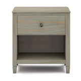 Connaught Solid Wood 24 Inch Wide Traditional Bedside Nightstand Table In Distressed Grey