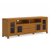 Cosmopolitan Solid Wood 72 Inch Wide Tv Media Stand In Light Golden Brown For Tvs Up To 80 Inches