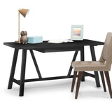 Dylan Solid Wood Industrial 60 Inch Wide Writing Office Desk In Black