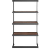 Erina Solid Acacia Wood Bookcase In Distressed Charcoal Brown