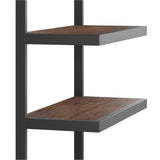 Erina Solid Acacia Wood Bookcase In Distressed Charcoal Brown