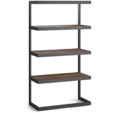 Erina Solid Acacia Wood Bookcase In Distressed Charcoal Brown