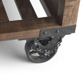 Harding Solid Mango Wood And Metal 32 Inch Wide Square Industrial Coffee Table In Distressed Dark Brown