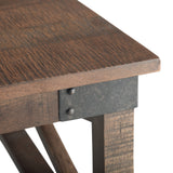 Harding Solid Mango Wood And Metal 32 Inch Wide Square Industrial Coffee Table In Distressed Dark Brown