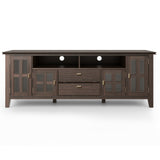 Artisan Solid Wood 72 Inch Wide Transitional Tv Media Stand In Farmhouse Brown For Tvs Up To 80 Inches