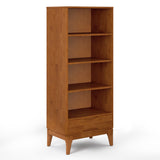 Harper Solid Hardwood Bookcase With Storage In Teak Brown