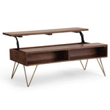 Hunter Solid Mango Wood Lift Top Coffee Table In Umber Brown