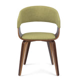 Lowell Mid Century Modern Bentwood Dining Chair In Acid Green Linen Look Fabric