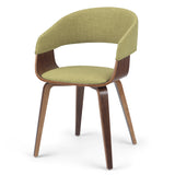 Lowell Mid Century Modern Bentwood Dining Chair In Acid Green Linen Look Fabric