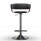 Lowell Adjustable Swivel Bar Stool In Charcoal Grey Linen Look Fabric