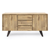 Lowry Solid Acacia Wood Sideboard Buffet In Distressed Golden Wheat