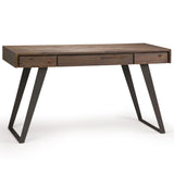 Lowry Solid Acacia Wood Modern Industrial 54 Inch Wide Desk In Rustic Natural Aged Brown