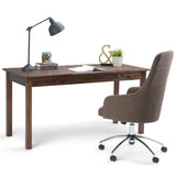 Monroe Solid Acacia Wood Rustic 60 Inch Wide Desk In Distressed Charcoal Brown
