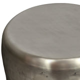 Garvy Industrial 20 Inch Wide Metal Accent Side Table In Antique Silver, Fully Assembled