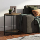 Jenna Industrial 18 Inch Wide Metal Round Accent Side Table In Warm Grey