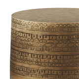 Johnsen Boho 15 Inch Wide Metal Large Accent Side Table In Antique Gold, Fully Assembled
