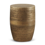 Johnsen Boho 15 Inch Wide Metal Large Accent Side Table In Antique Gold, Fully Assembled