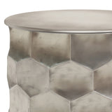 Whitney Metal Storage Side Table In Antique Silver