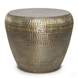 Preston Modern Industrial 22 Inch Wide Metal Metal Side Table In Antique Gold, Fully Assembled