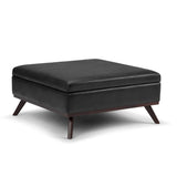 Owen 36 In Wide Square Square Coffee Table Storage Ottoman - Distressed Black -Like New